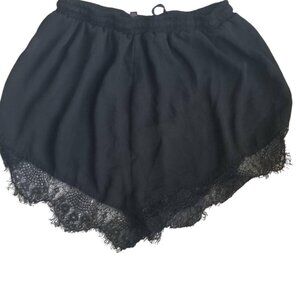 Womens Black Lace Trim Shorts By Pure Hype Size M